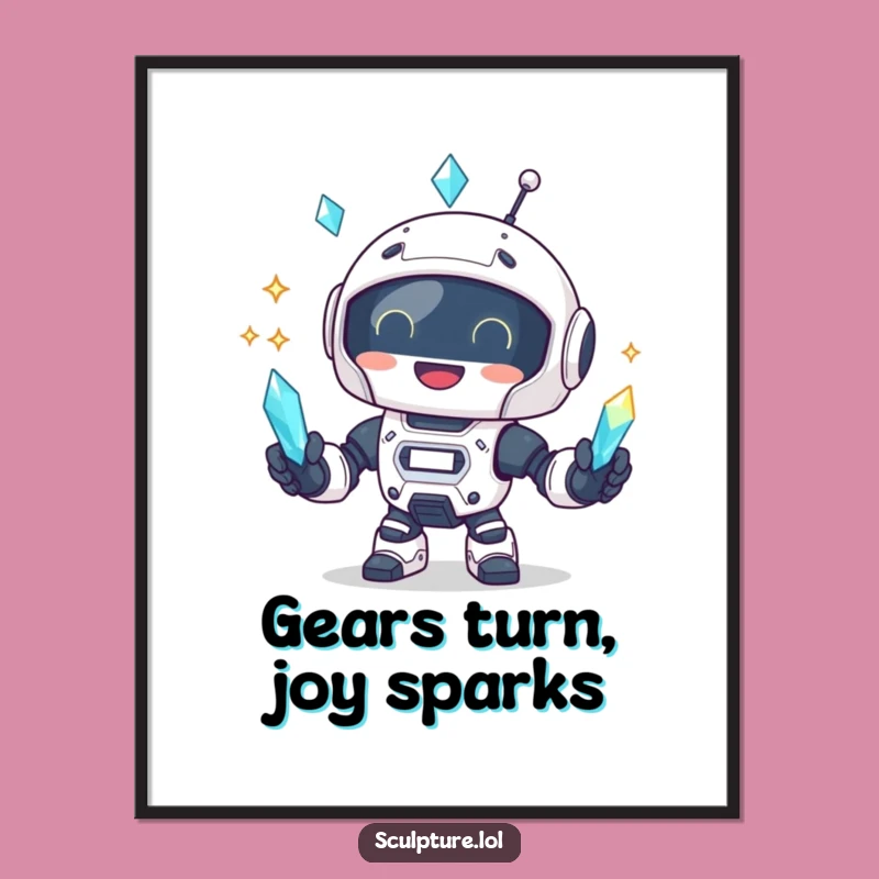 Funny Robot Crystal Poster: Bright Art, Perfect Decor Gift!
