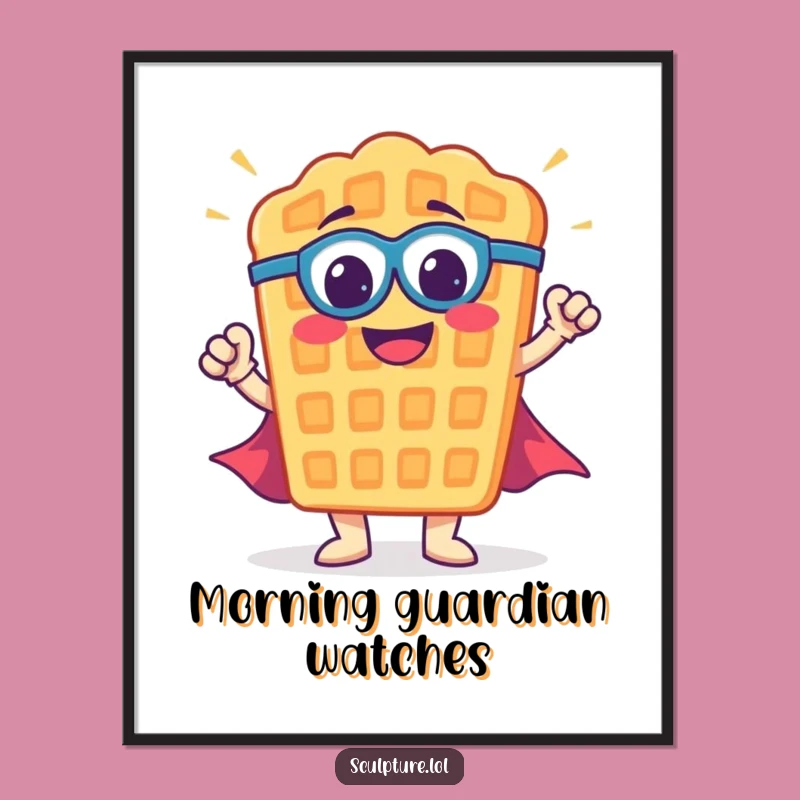 Funny Waffle Superhero Poster: Inspiring Breakfast Hero Art, Aromatic Funny Gift!