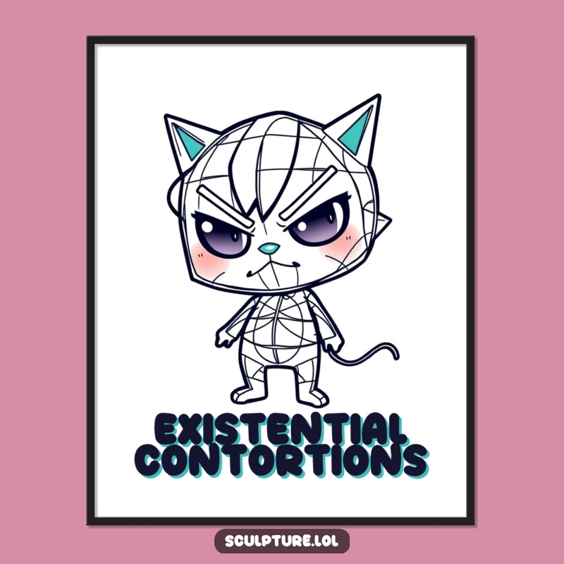 Funny Wireframe Art Poster: Mischievous Contortions for a Humorous Gift