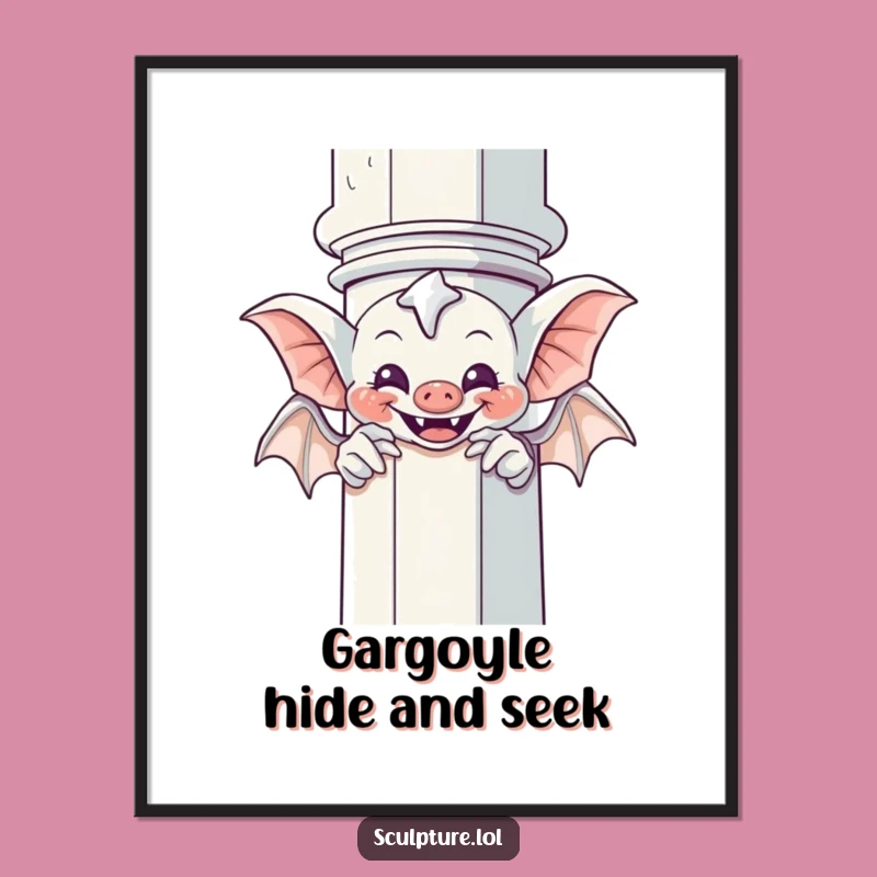 Funny Giggling Gargoyle Peek-a-Boo Poster - Bring Gothic Humor Home