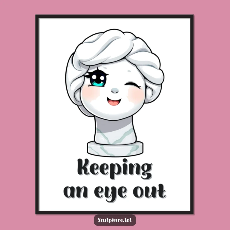 Funny Winking Statue Poster: Adorn Your Walls with Playful Marble Art and Humor