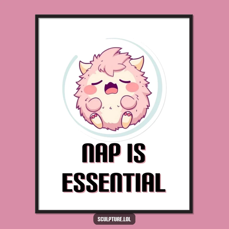 Funny Sleepy Monster Yawning Bubble Poster - Whimsical Wall Art!