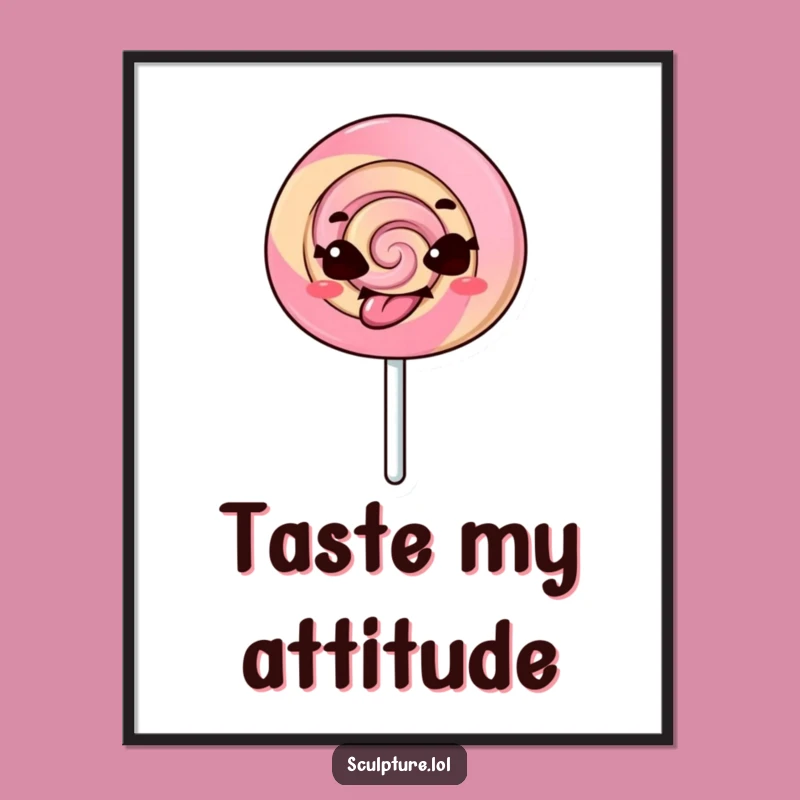 Funny Lollipop Poster - Mischievous Tongue Out Character Art for Playful Spaces