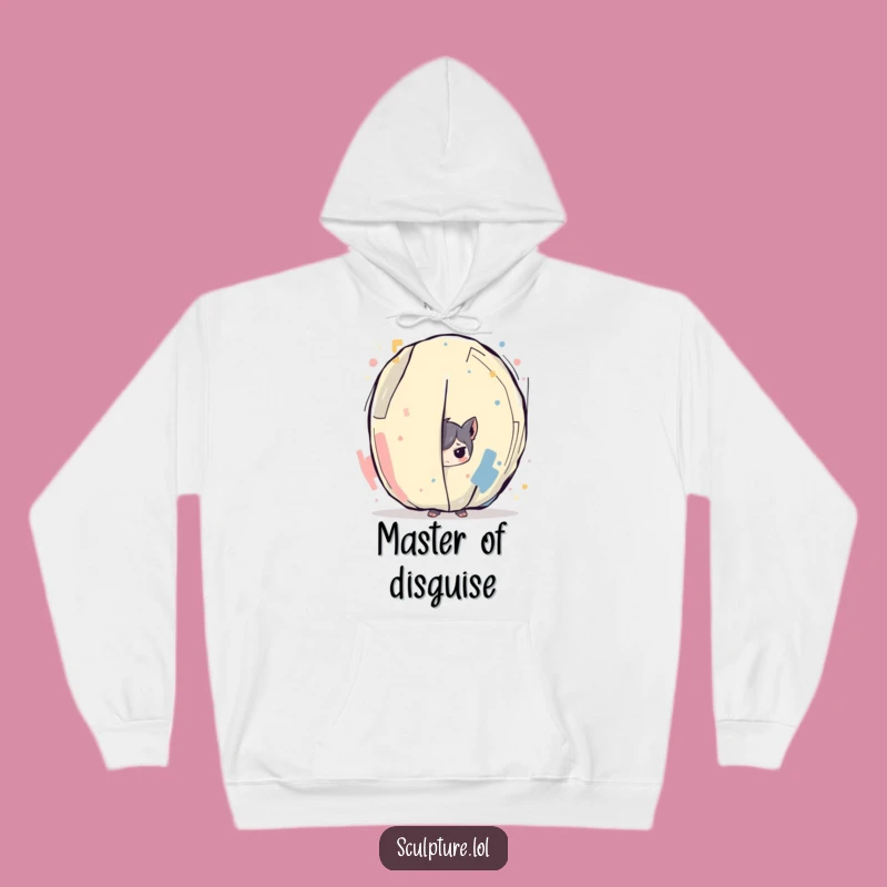 Cozy Funny Hoodie - Mischievous Character Hiding Art Design