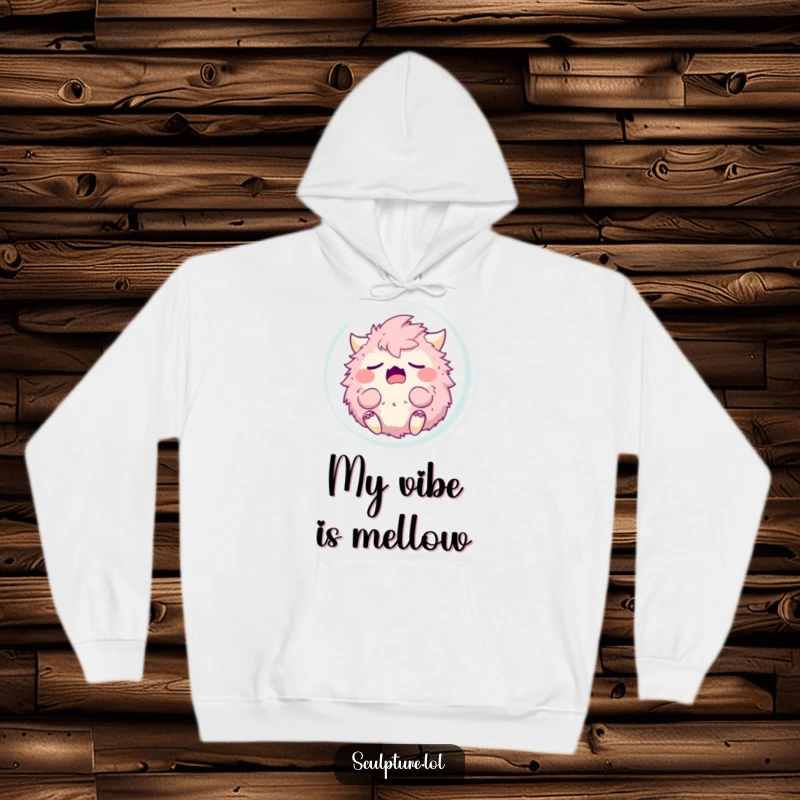 Funny sleepy fluffy monster yawning peacefully while suspended in a floating bubble. A super cozy and humorous hoodie.