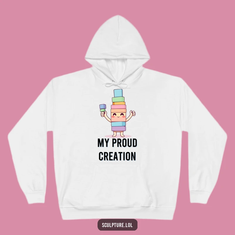 Funny Happy Builder Hoodie: Cozy Wobbly Tower Comfort, Warm Funny Gift