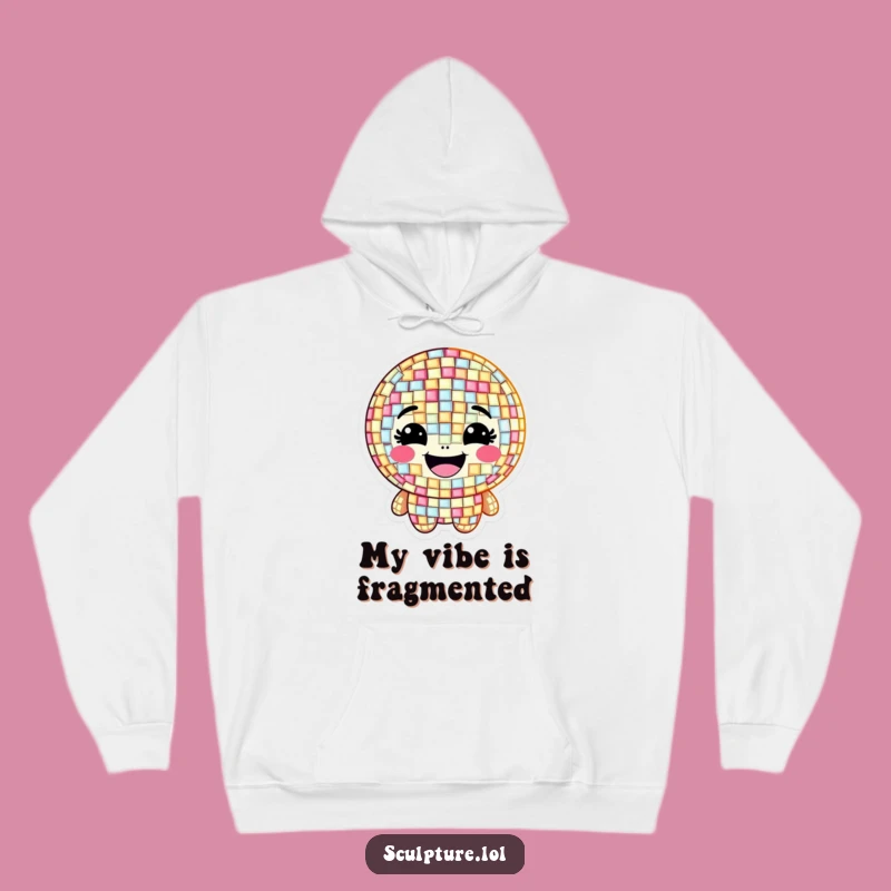 Funny Grinning Mosaic Hoodie, Cozy Up with Artistic Vibes