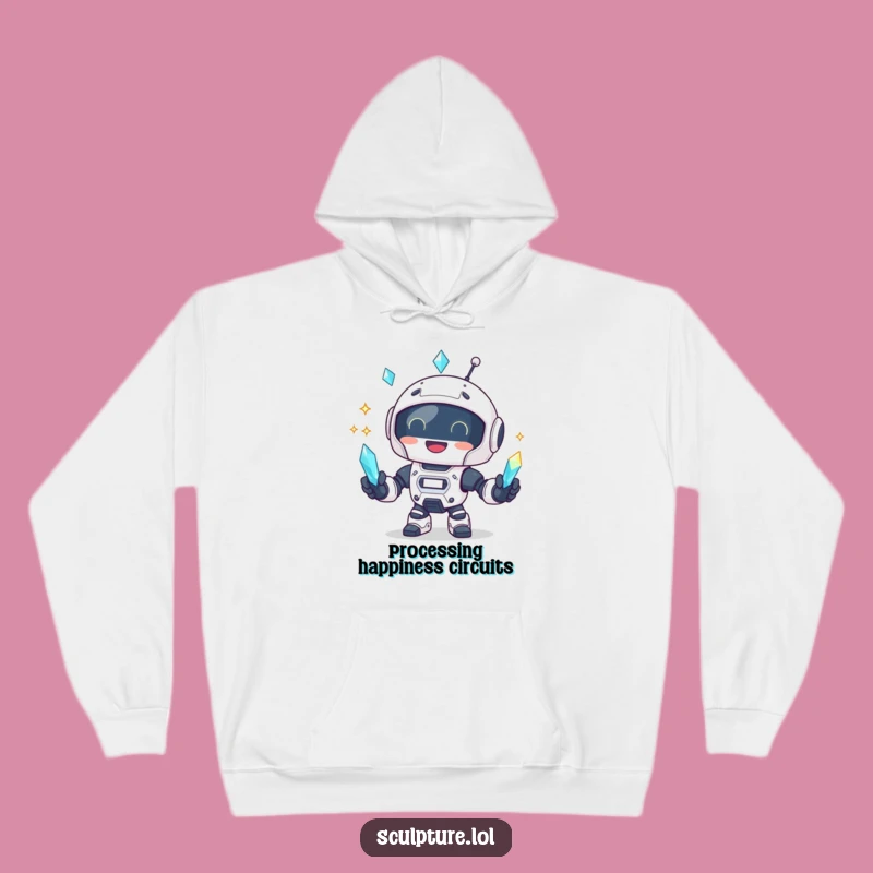 Funny Robot Crystal Hoodie: Cozy Tech Fun, Perfect Gift!