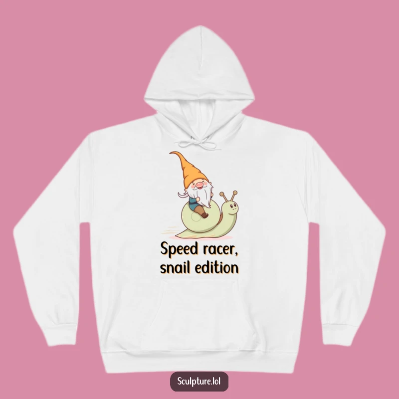 Funny Gnome Snail Hoodie: Cozy, Speedy Character Art, Perfect Gift!