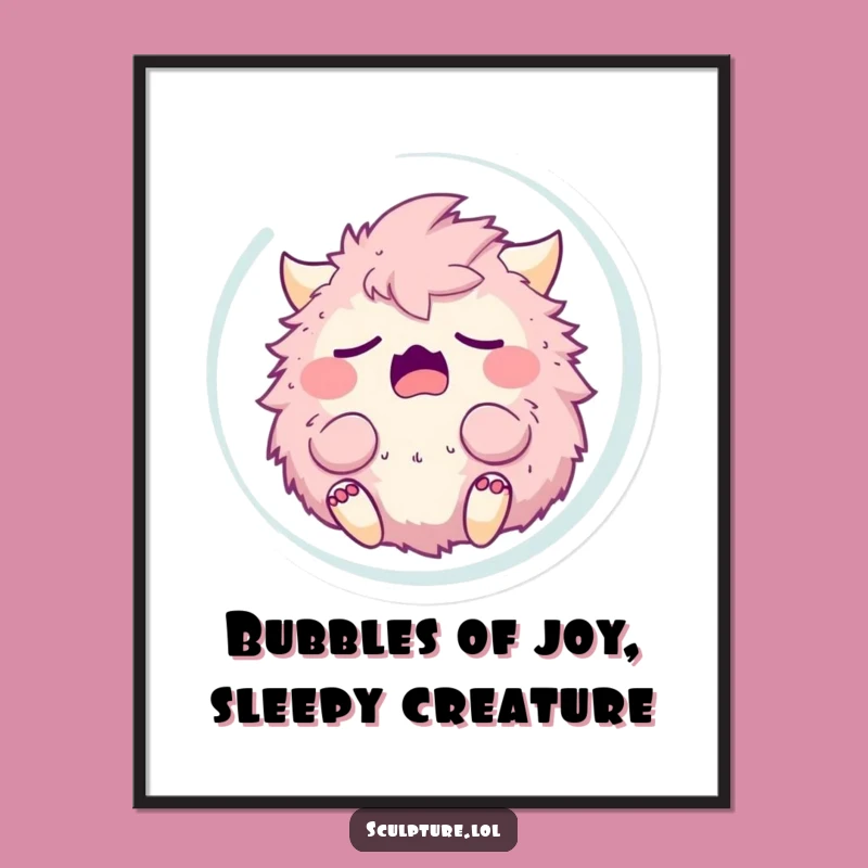 Free Printable Yawning Monster Wall Art - Funny Fluffy Art, Downloadable Nursery Decor for a Cozy Room