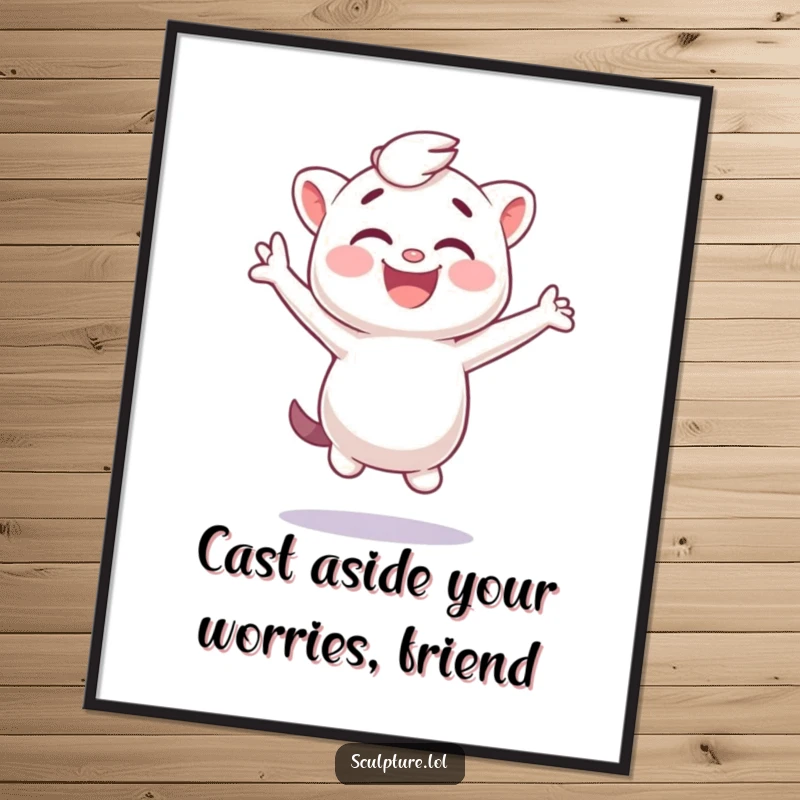 Funny Free Printable Wall Art: A plaster cast figure caught mid-jump and mid-giggle, adding whimsical humor to any room.