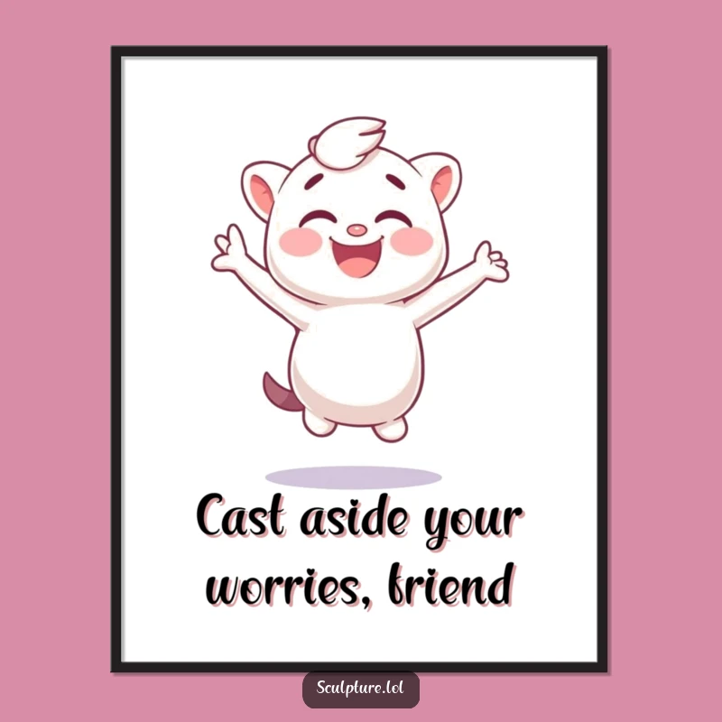 Funny Free Printable Wall Art: Giggling Plaster Cast Jumps Sideways - Whimsical Downloadable Decor