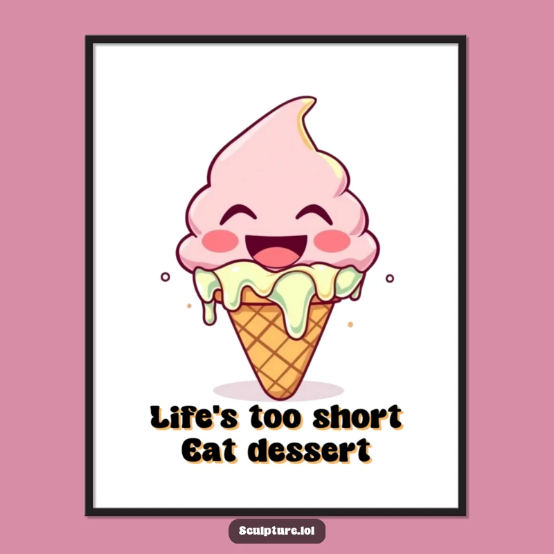 Free Printable Ice Cream Wall Art: Funny Dessert Humor Downloadable Decor Gift