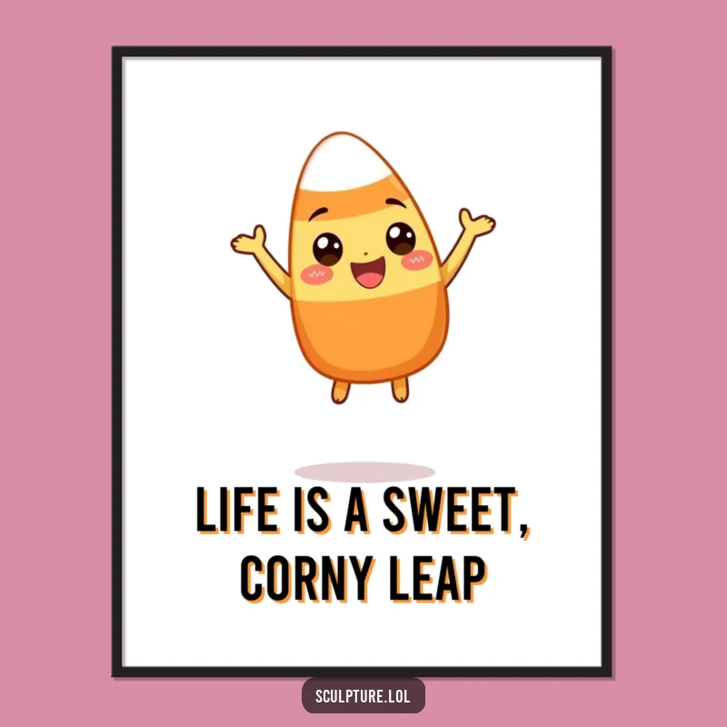 Free Printable Wall Art: Candy Corn Leap Funny Downloadable Decor for Festive Spaces