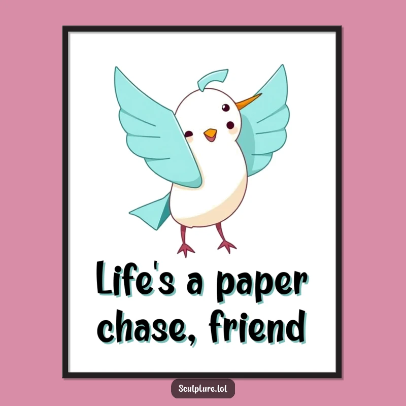 Free Printable Wall Art: Joyful Origami Bird, Funny Downloadable Decor for Whimsical Spaces