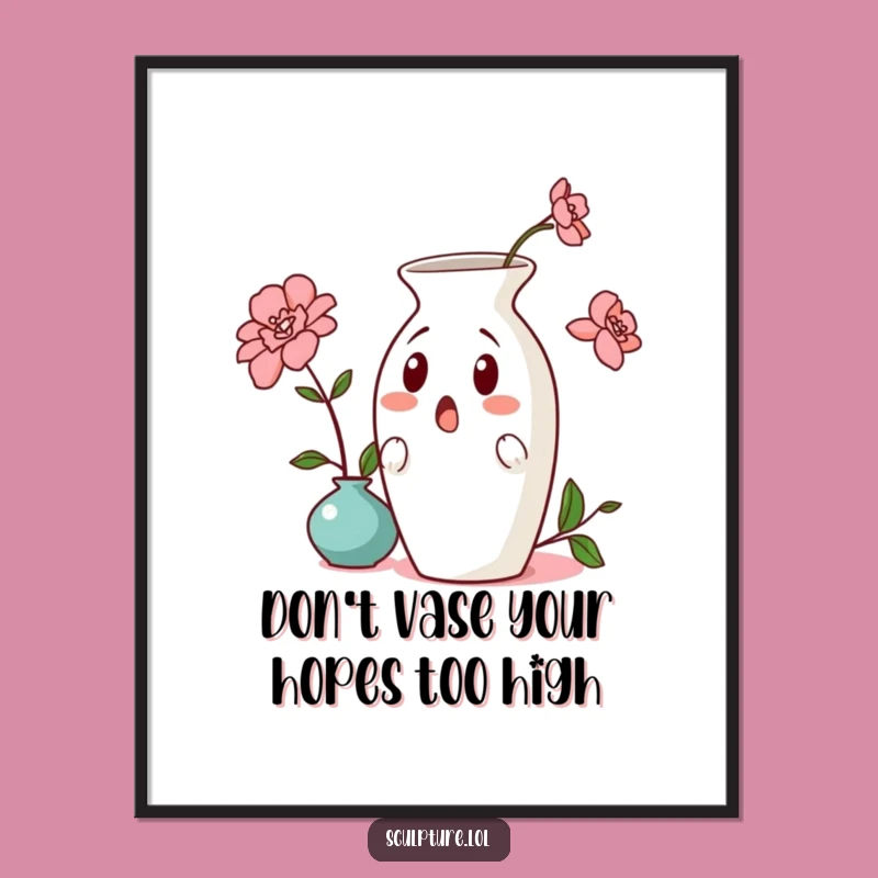Free Printable Wall Art: Surprised Vase Humor, Funny Downloadable Decor for Quirky Homes
