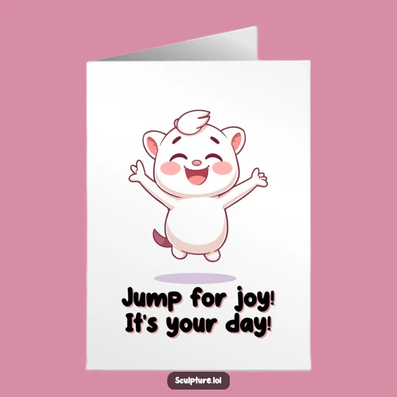 Free Printable Birthday Card: Giggling Plaster Cast Jumps - Funny Downloadable Gift