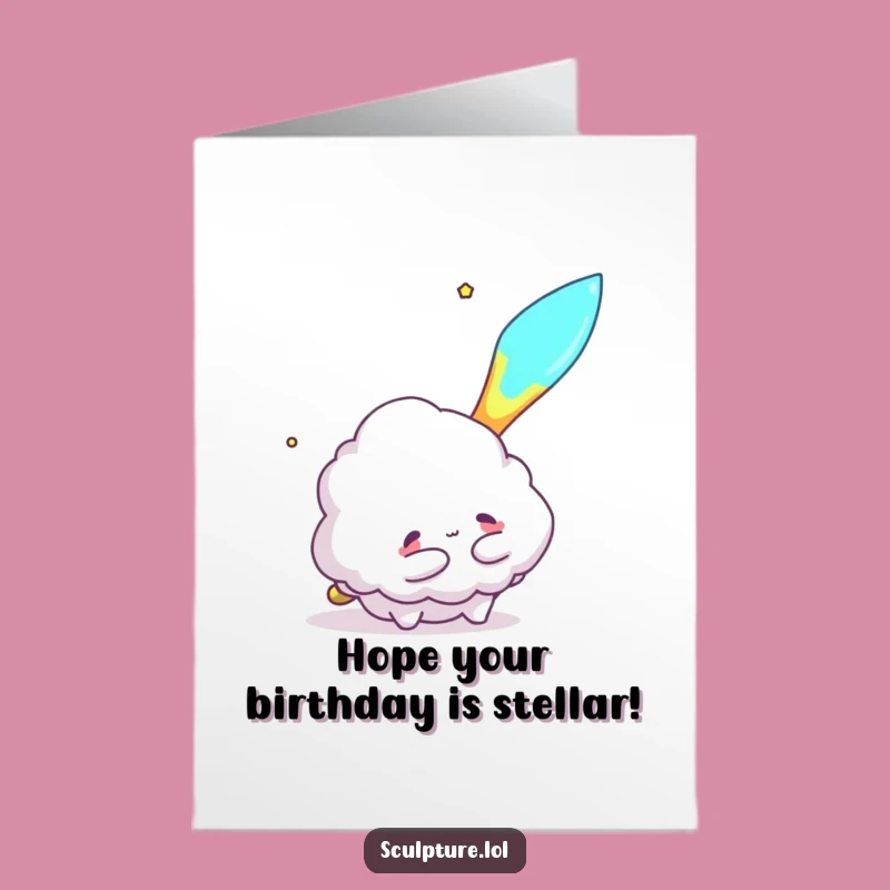 Free Printable Birthday Cloud Card: Hugging Meteor Funny Downloadable Gift