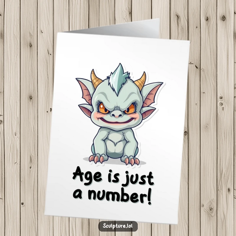 Funny Free Printable Happy Birthday card featuring a mischievous gargoyle making a hilarious face, perfect for pranksters.
