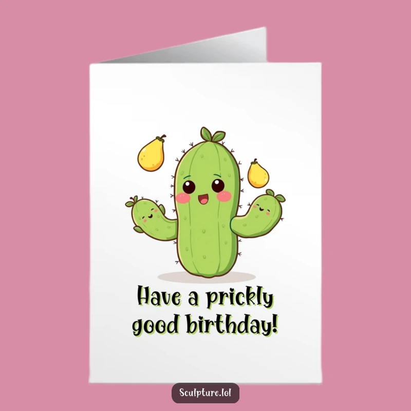 Free Printable Birthday Card: Juggling Cactus - A Prickly Good Time!