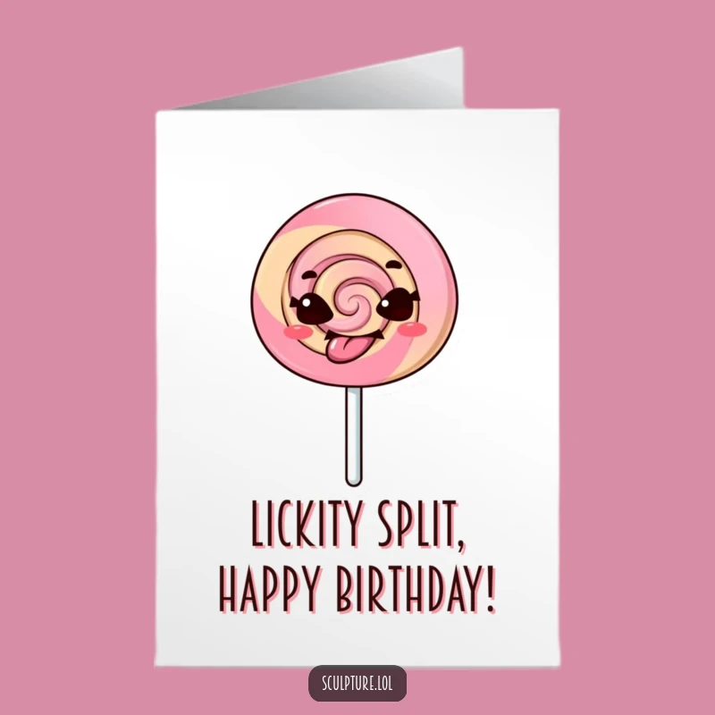 Free Printable Birthday Card: Lollipop Tongue Out Funny Downloadable Gift for Cheeky Fun