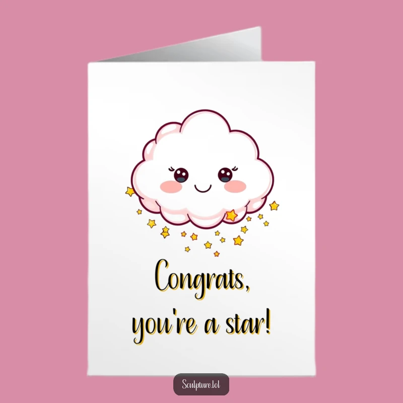 Free Printable Congrats Card: Cloud Raining Stars Funny Downloadable Greeting