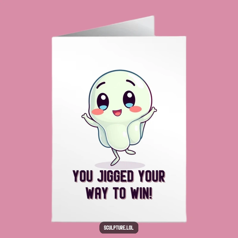 Free Printable Congrats Card: Jelly Character Jig Funny Downloadable Gift for Celebrations