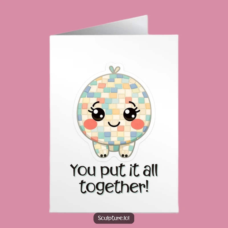 Free Printable Congrats Card: Mosaic Character - Bright Downloadable Gift
