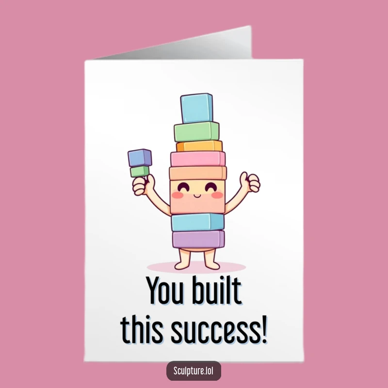 Free Printable Congrats Card: Wobbly Tower Achievement Funny Downloadable Gift