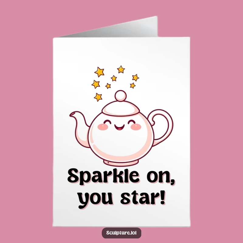 Free Printable Whimsical Congrats Card: Star Teapot Pouring, Magical Downloadable Gift!