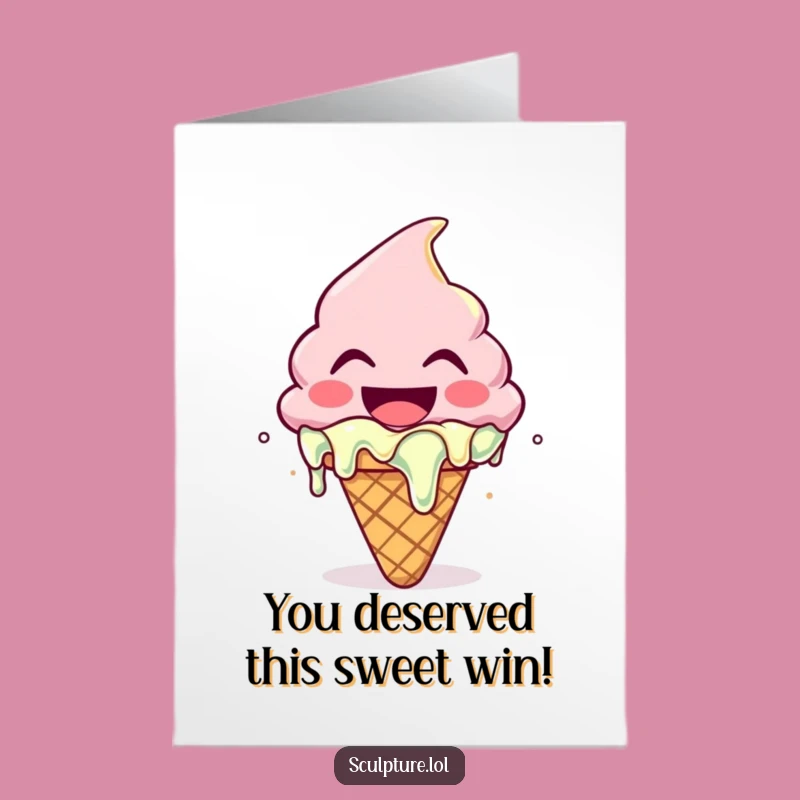 Free Printable Ice Cream Congrats Card: Funny Dessert Achievement Downloadable Gift