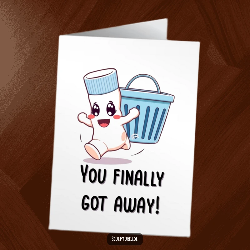 Funny Free Printable Congrats Card: A sock making a bold escape, symbolizing a triumphant win, perfect for congratulations.