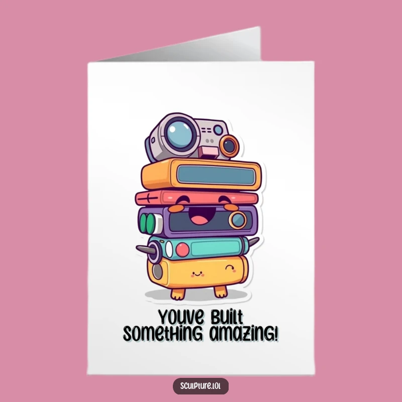 Free Printable Congratulations Card: Comical Found Object Stack - Funny DIY Downloadable