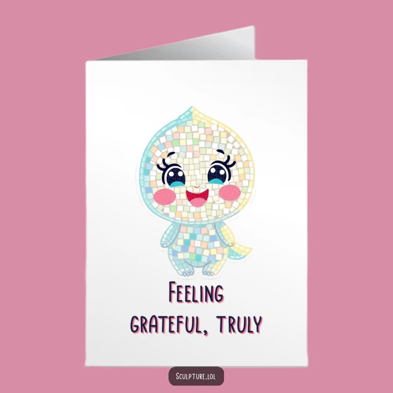Free Printable Thank You Card: Shimmering Mosaic Character's Grateful Sparkle Downloadable