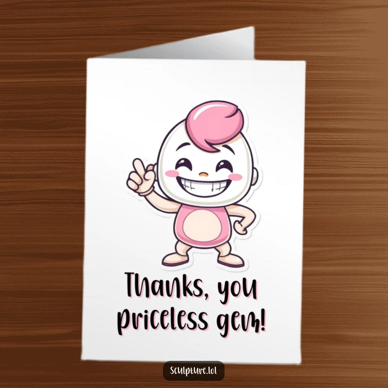 Funny Free Printable Thank You Card: A proud metal figure strikes a pose, conveying heartfelt thanks.