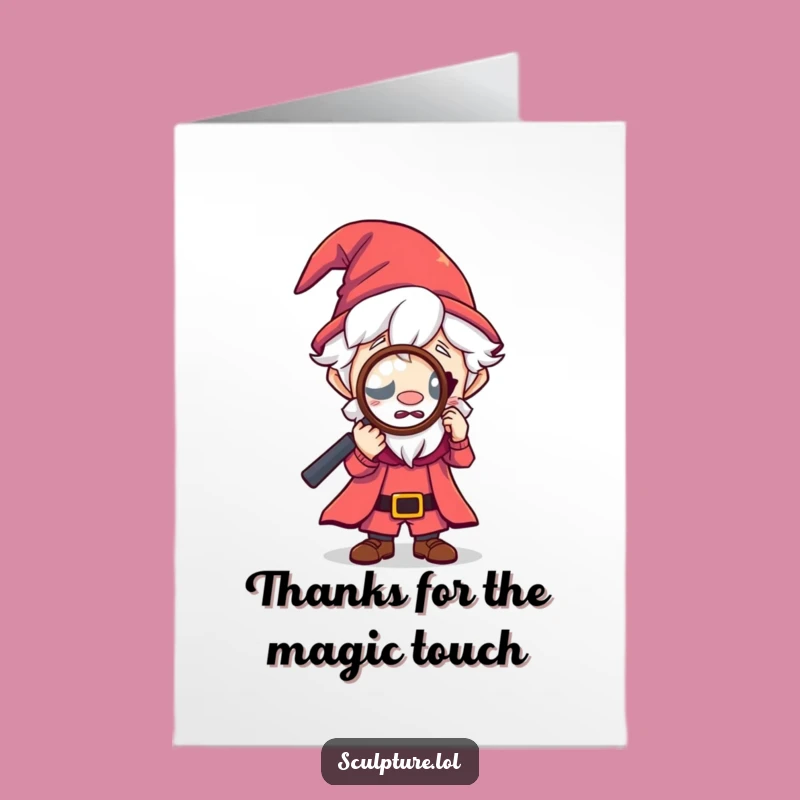 Free Printable Thank You Card: Curious Wizard Examining Gratitude Funny Downloadable Gift