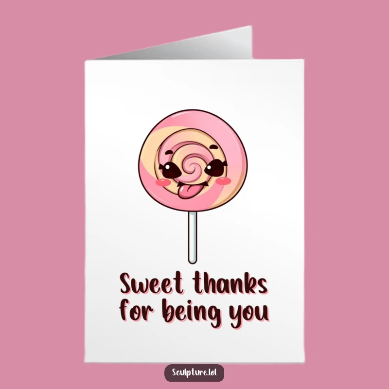 Free Printable Thank You Card: Lollipop Tongue Out Funny Downloadable Gift for Thanks