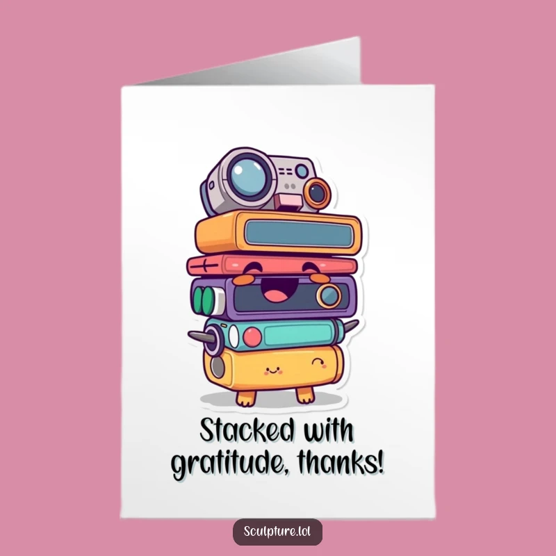Free Printable Thank You Card: Stacked Found Object Humor - Funny DIY Downloadable Gift