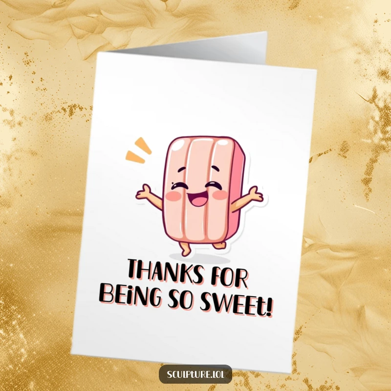 Funny Free Printable Candy Bar Thank You Card: A candy bar character shimmying with happiness to express sincere thanks.