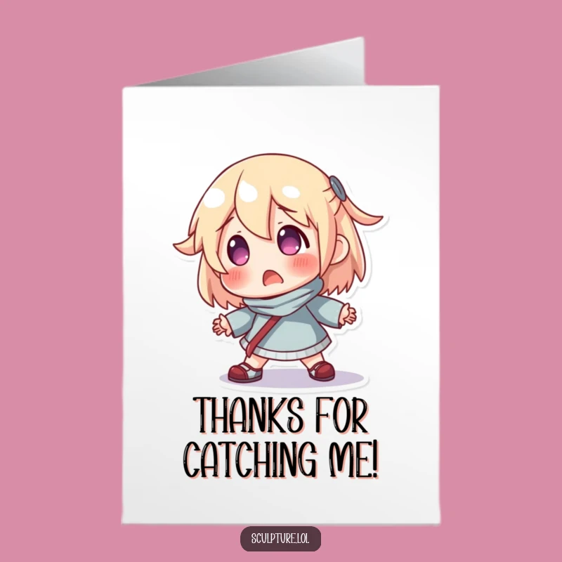 Free Printable Thank You Card: Surprised Resin Character's Funny Slip Downloadable