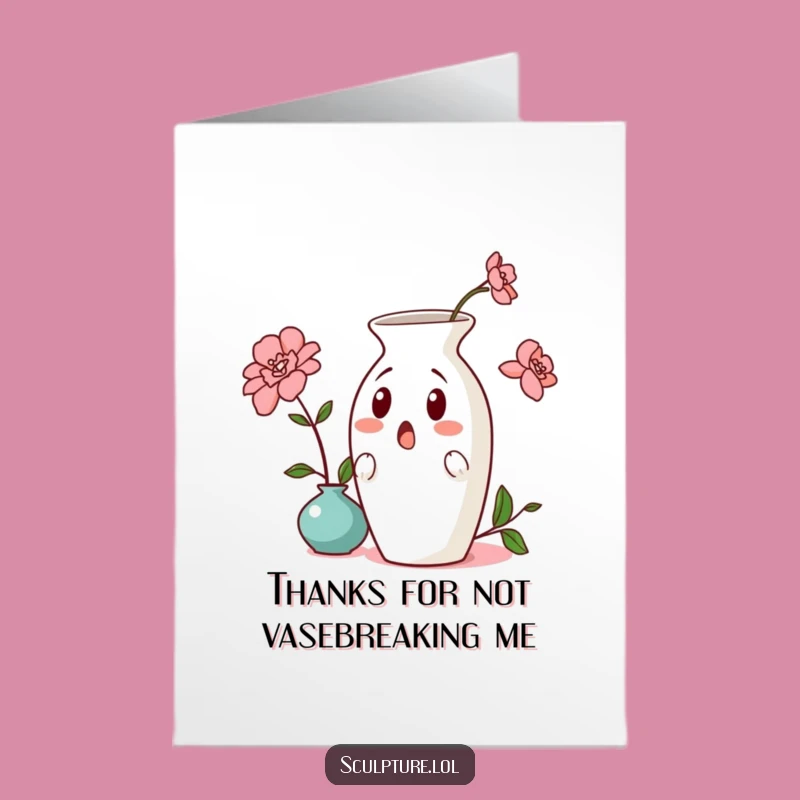 Free Printable Thank You Card: Clumsy Vase Humor, Funny Downloadable Gift for Expressing Gratitude