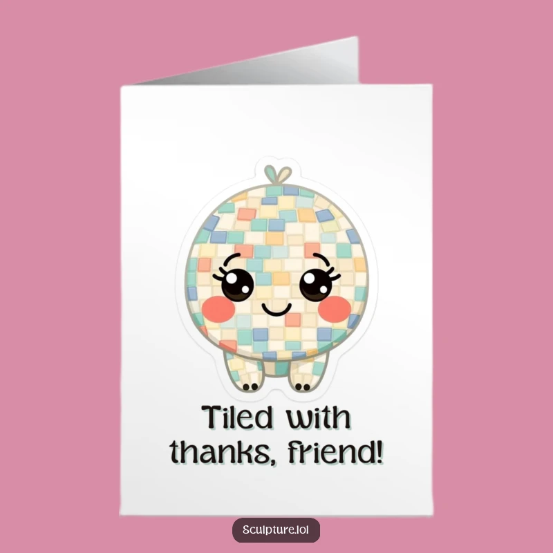 Free Printable Thank You Card: Mosaic Character - Cheerful Downloadable