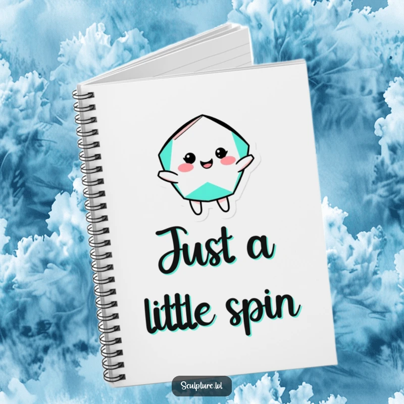 Funny geometric shape notebook featuring a cheerful character in a silly rotation, perfect for jotting down dynamic and playful ideas.