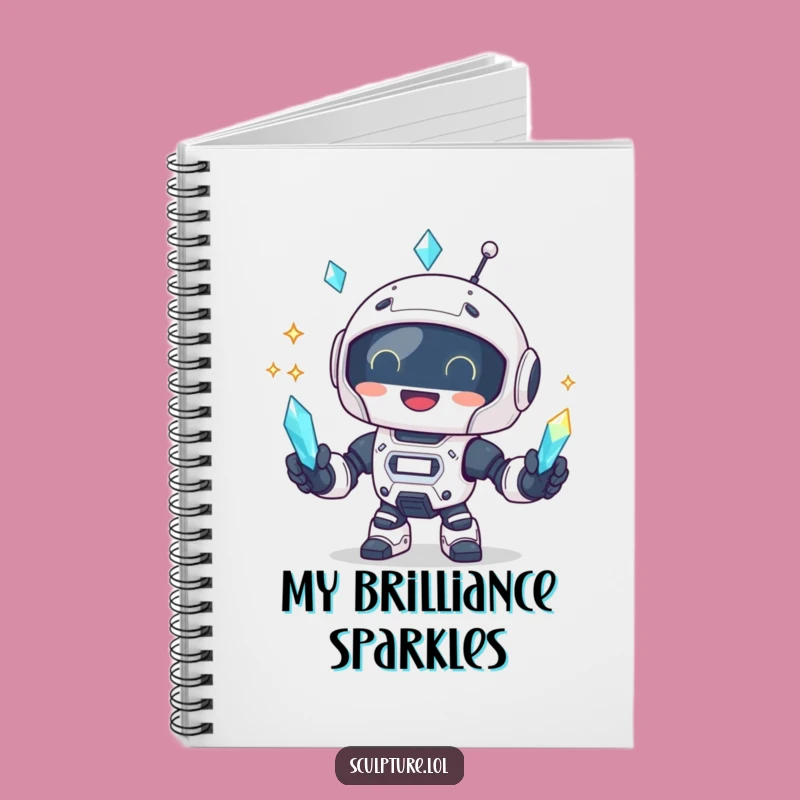 Funny Robot Crystal Notebook: Jot Down Brilliance, Perfect Gift!