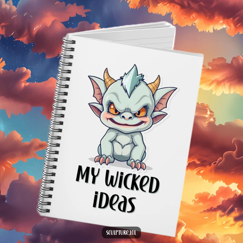 Funny notebook featuring a mischievous gargoyle making a funny face, perfect for jotting down ideas and embracing playful mischief.
