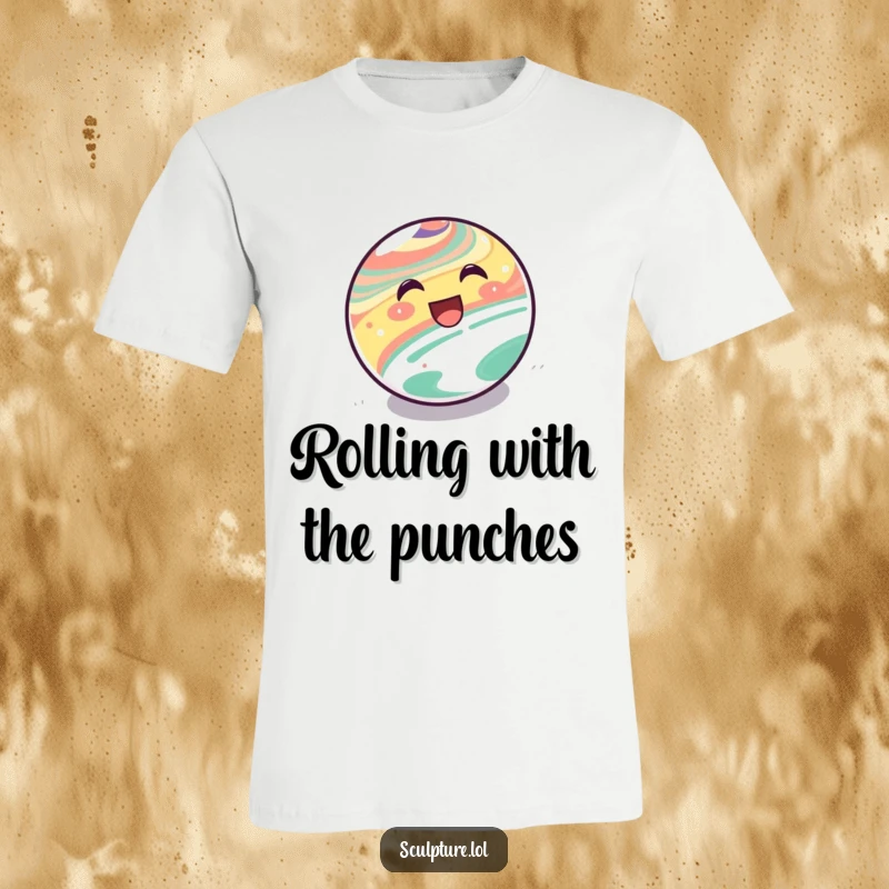 Funny T-Shirt: A happy marble character rolling downhill with pure delight.