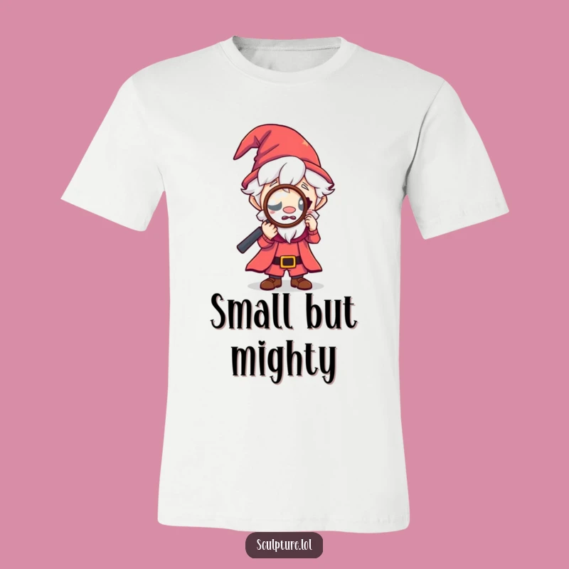 Funny Tiny Wizard Magnifying Glass T-Shirt: Curious Spellcaster Gift