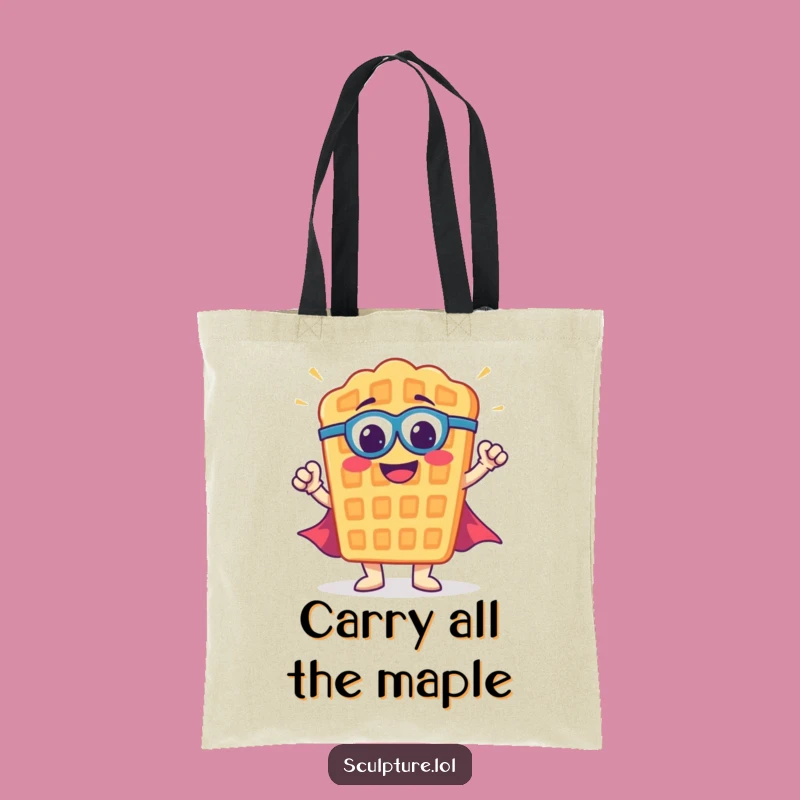 Funny Waffle Superhero Tote Bag: Carry Your Day with Heroic Charm, Great Funny Gift!