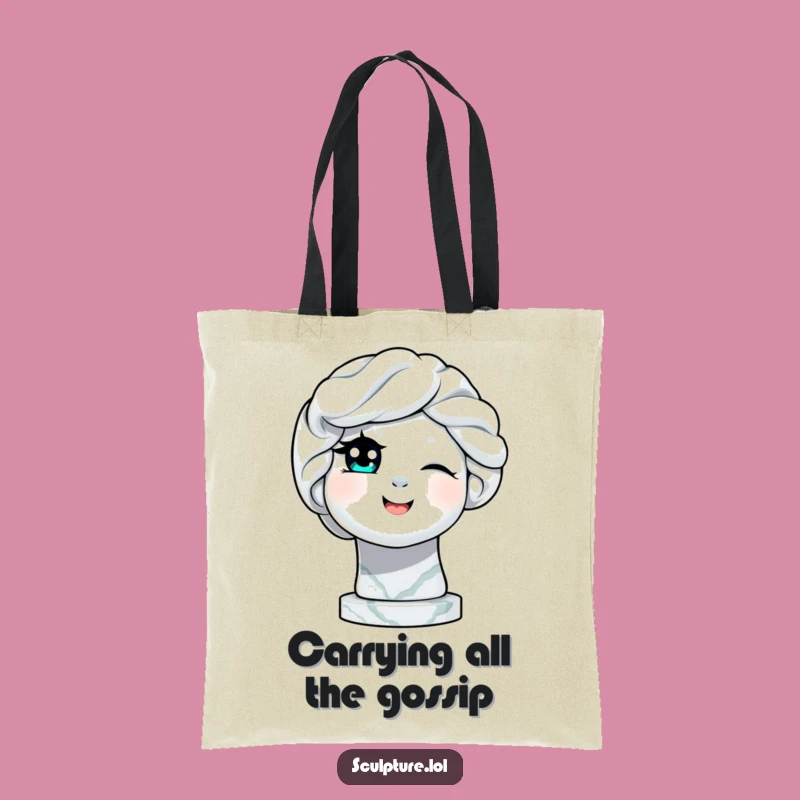 Funny Winking Statue Tote Bag: Carry Your Style with This Playful Marble Art Accessory